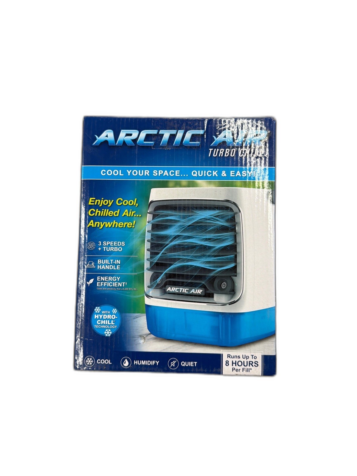 ARCTIC AIR Turbo Chill Desktop Evaporative Space Cooler with LED Nightlight