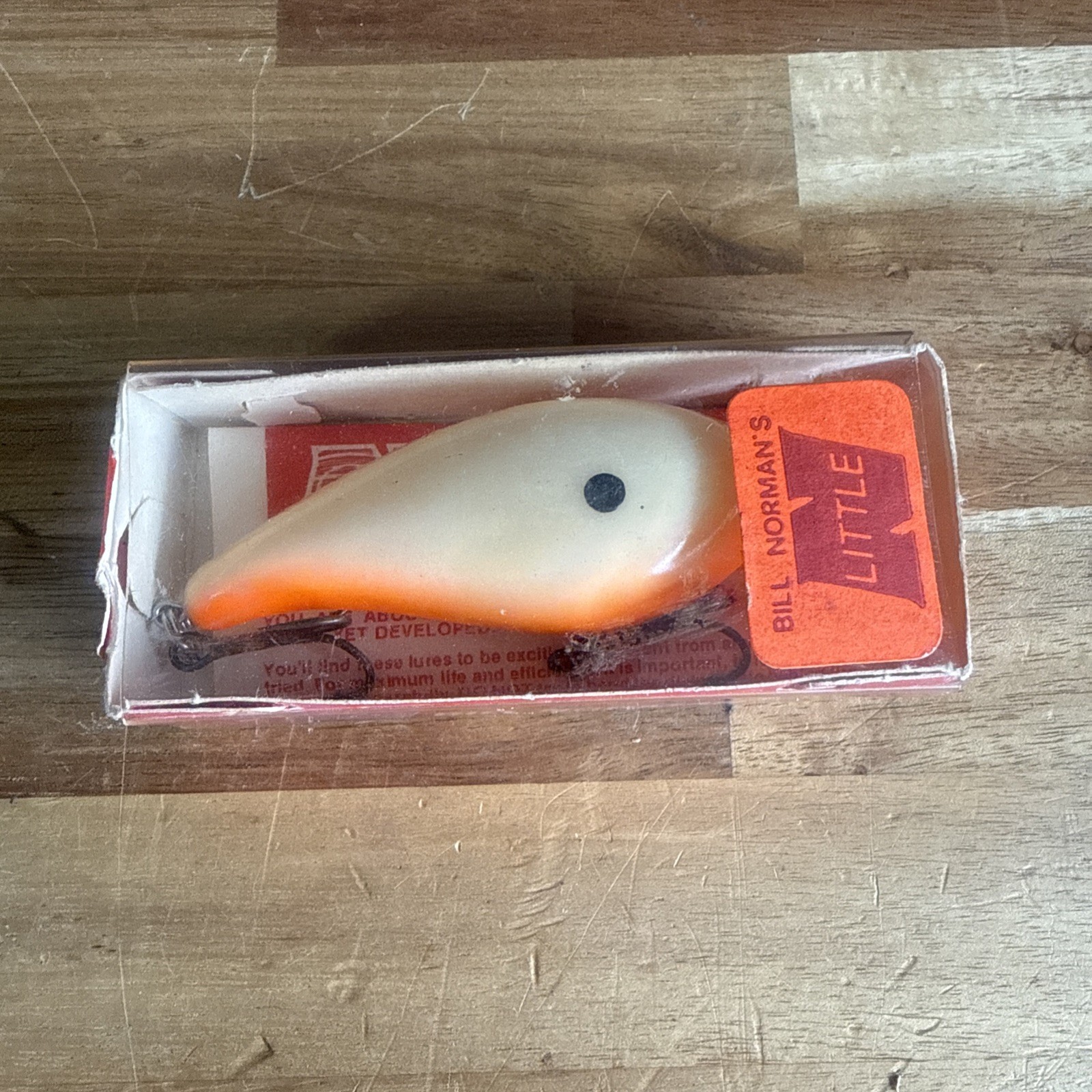 Vintage Bill Norman BIG \'N\' #1915 Bone / Orange Lure Crankbait In Orig Box Vintage Bill Norman BIG \'N\' #1915 Bone / Orange Lure Crankbait In Orig Box
