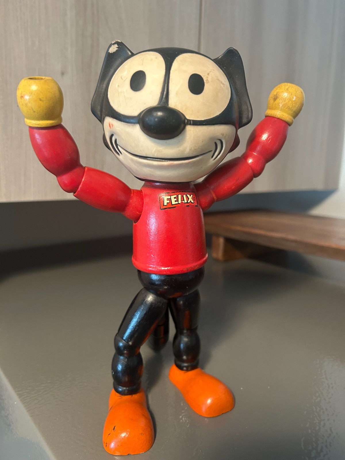 Antique Felix Wooden Felix the Cat Toy, 1930s-40s, Cartoon Icon Antique Felix Wooden Felix the Cat Toy, 1930s-40s, Cartoon Icon