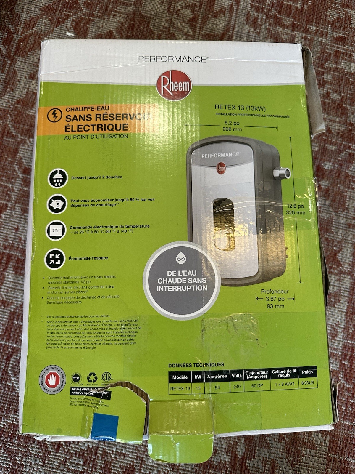 Brand New RHEEM RETEX-13 TANKLESS WATER HEATER/BOILER Open Box Brand New RHEEM RETEX-13 TANKLESS WATER HEATER/BOILER Open Box