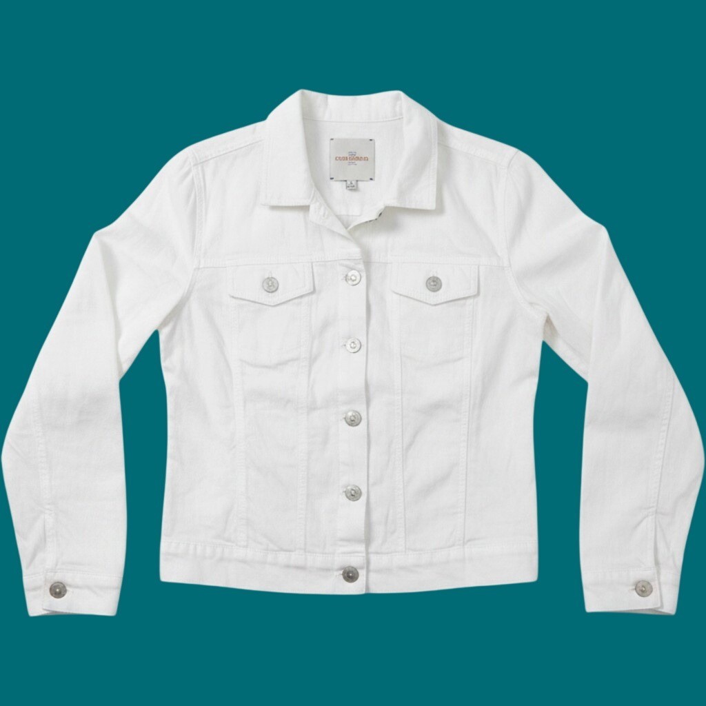 Casa Cabana Womens White Linen Blend Button Front Trucker Jacket XL Beachy