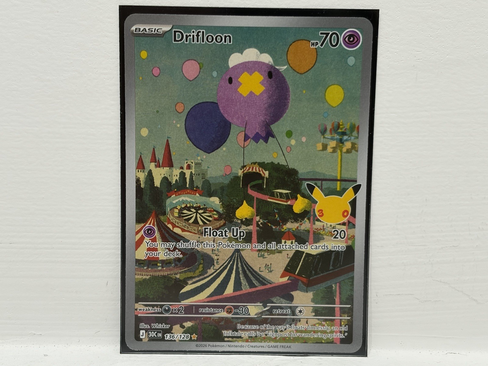 Pokemon TCG- 30th Anniversary - Drifloon 136/128 Illustration Rare - NM