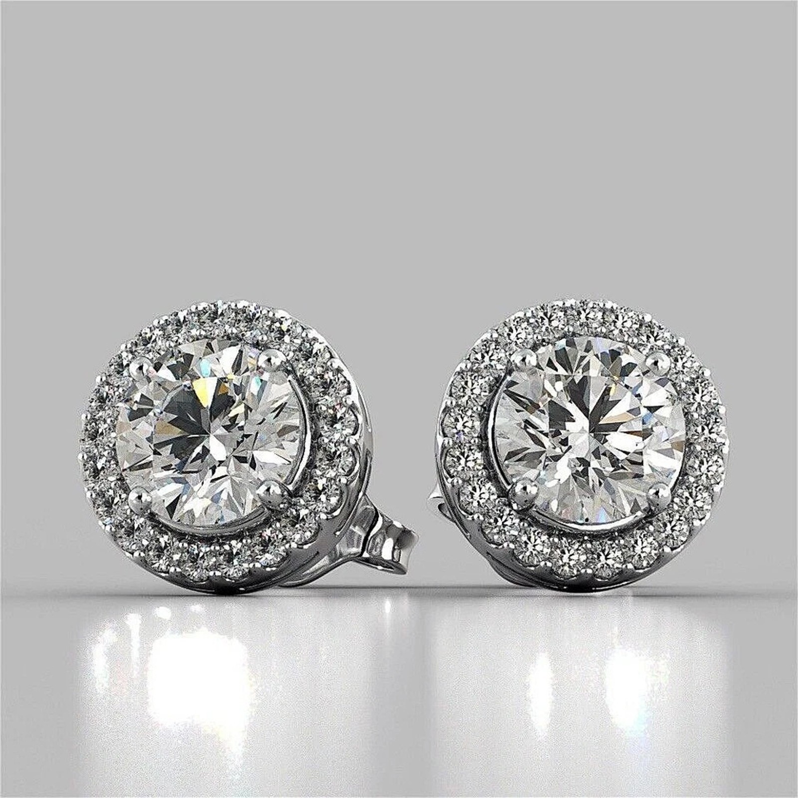 5.00Cts. Round Shape Certified White Diamond Ring In 925 Silver - Tariffs Free