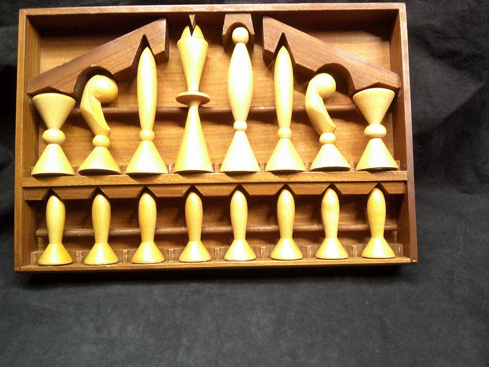 ✔️Vintage 1958 ANRI Universum Space Chess Set Atomic Arthur Elliott Walnut Box 2