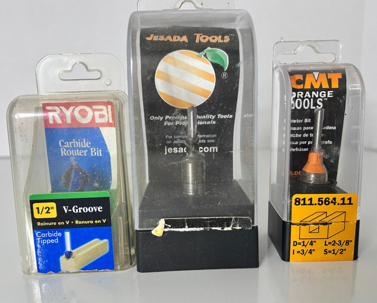 Mixed Lot of 3 Router Bits Jesada Tools Ryobi CMT Orange Tools Used