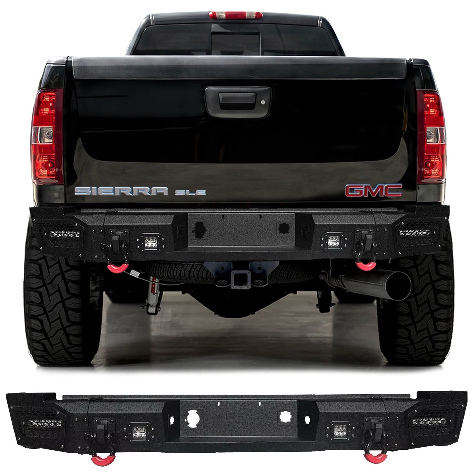 Vijay For 2007-2010 GMC Sierra 2500hd/3500 hd Steel Rear Bumper with LED Lights