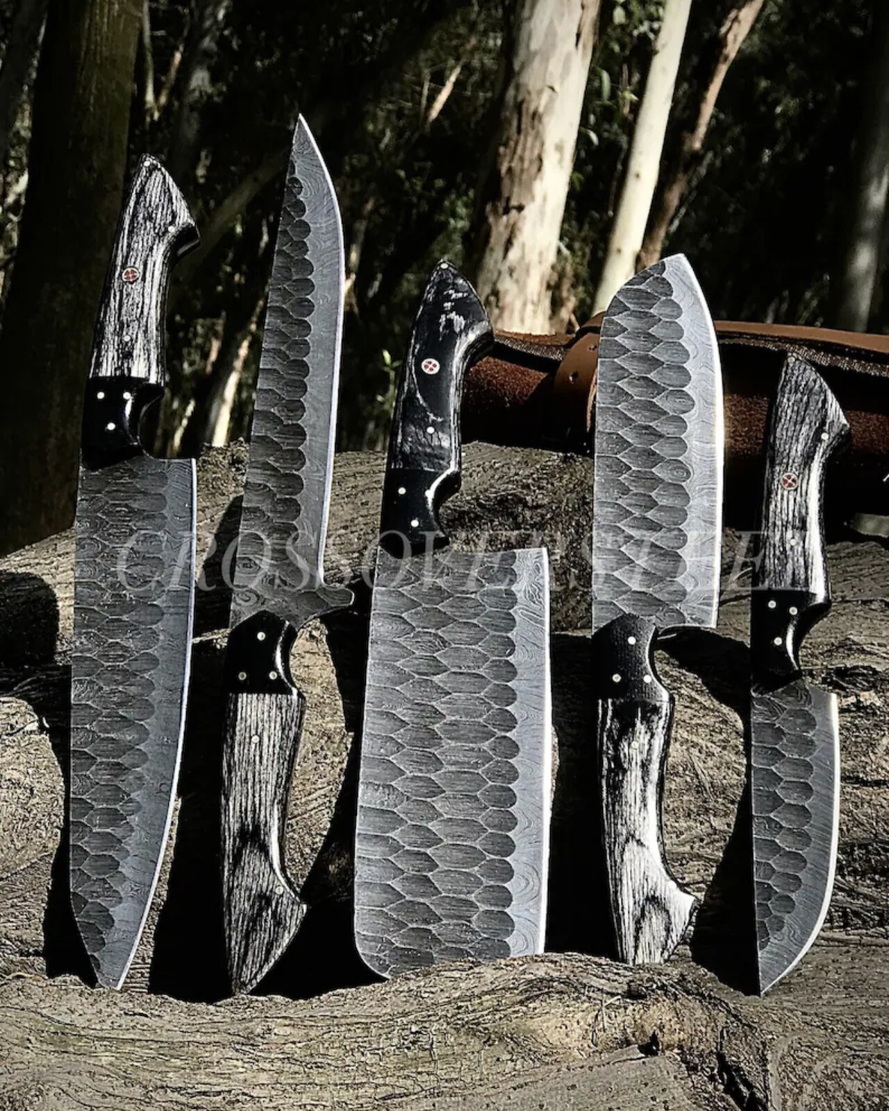 Handmade HAND FORGED DAMASCUS STEEL CHEF KNIFE Set Kitchen Knives