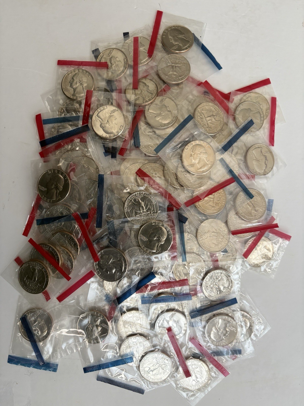 Lot Of 100 BU Washington Quarters In Mint Cello All 1981