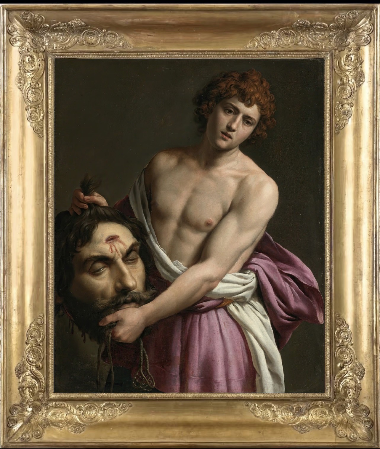 Hand Painted Classical Oil Painting David with Goliath Head Art Vintage Style