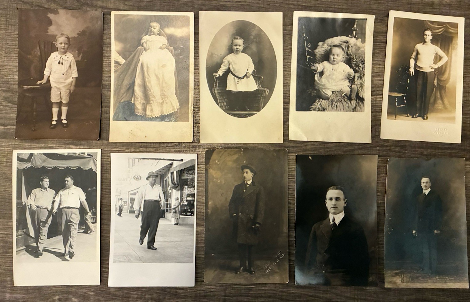 10 Rppc Real Photo Studio Vintage & Antique Postcards Children Babies Men