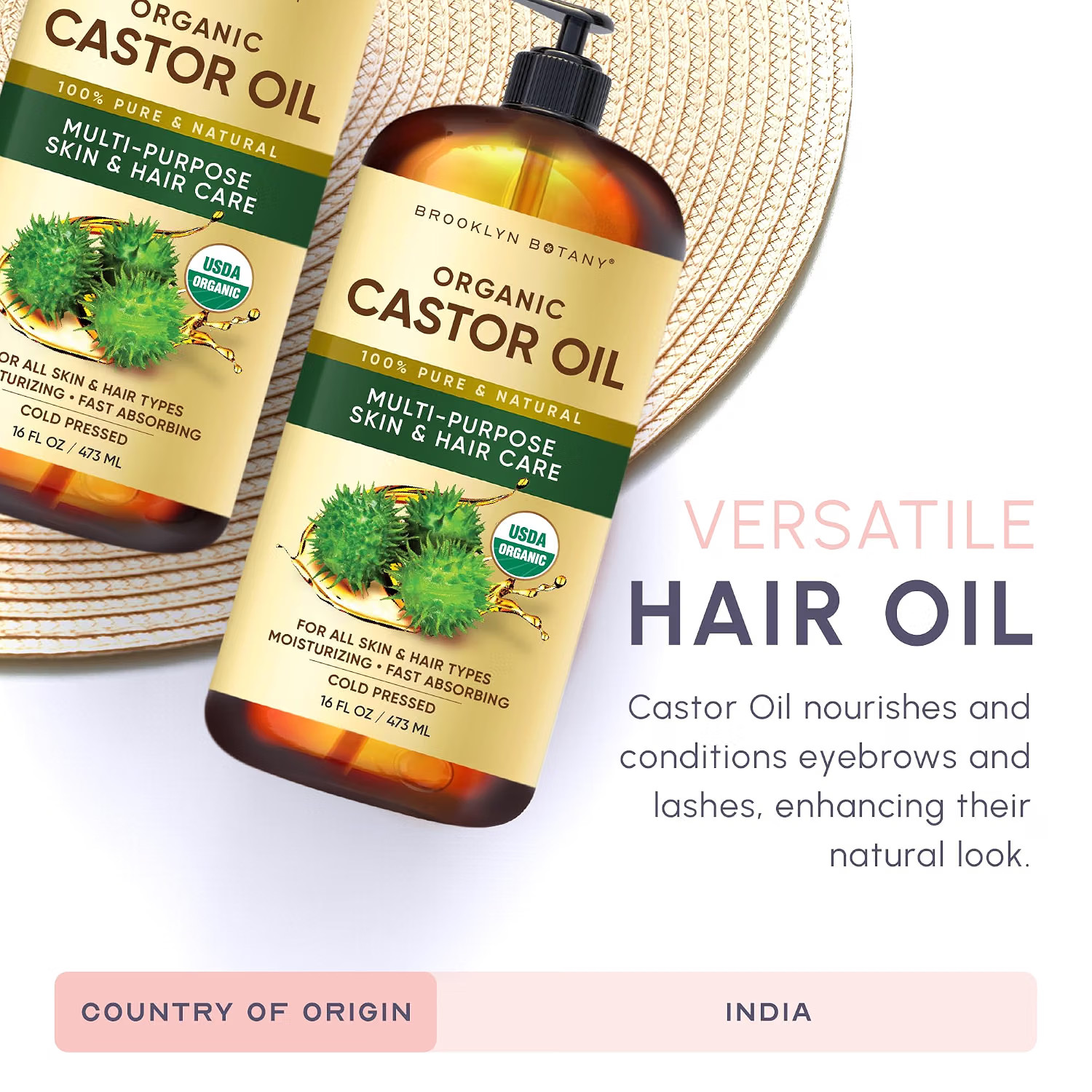 Premium Organic Castor Oil 100% Pure and Hexane-Free Cold-Pressed Beauty 16 fl. Premium Organic Castor Oil 100% Pure and Hexane-Free Cold-Pressed Beauty 16 fl.