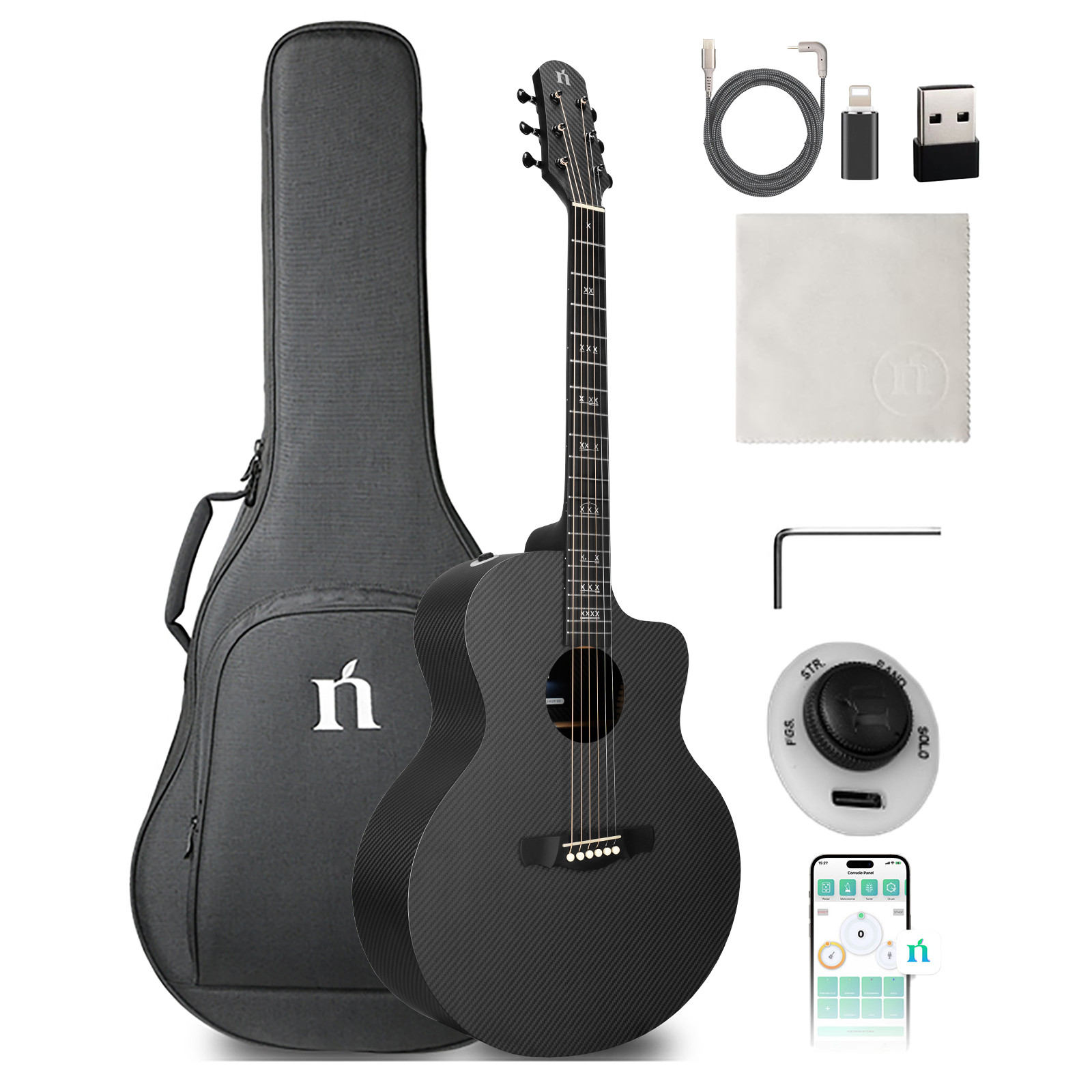 Natasha X-Carbon Acoustic-Electric Guitar 3K Carbon Fiber 41-inch Steel-string