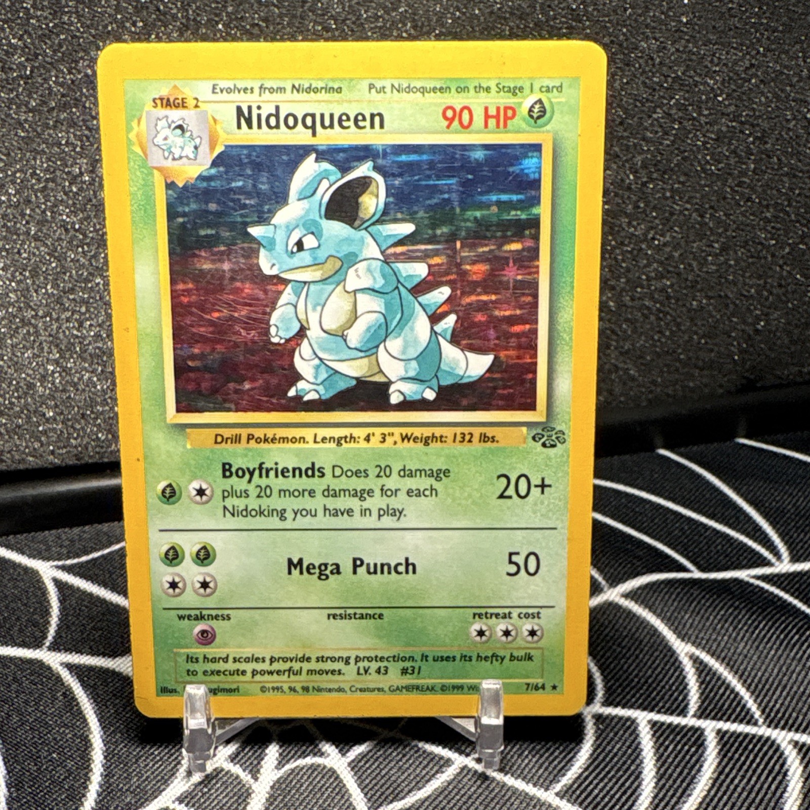 Pokémon WOTC Nidoqueen Jungle 7/64 Holo Rare Unlimited 1999 English Pokémon WOTC Nidoqueen Jungle 7/64 Holo Rare Unlimited 1999 English