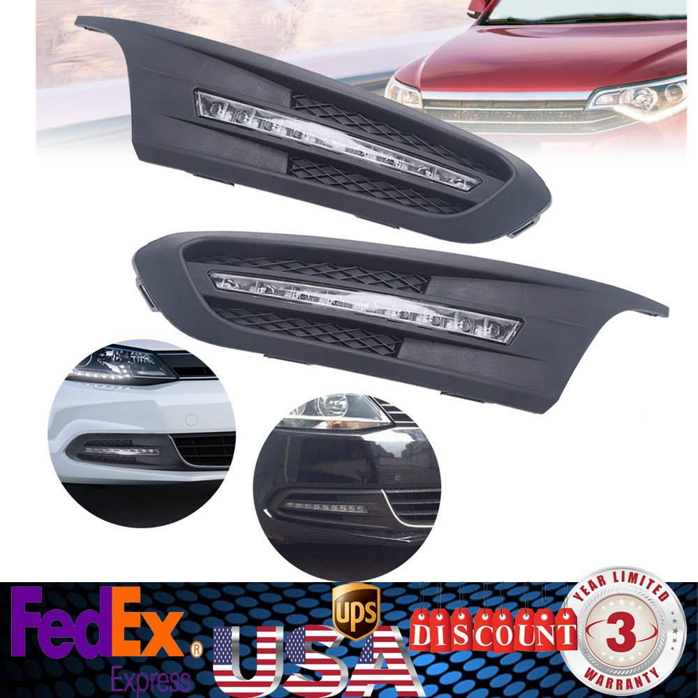 LH+RH Fog Light LED DRL Daytime Running Lamp Pair For 2011-2014 Volkswagen Jetta