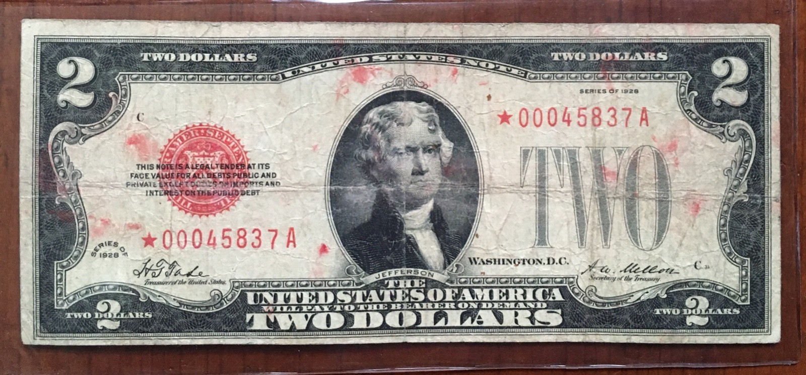 1928 $2 Fr 1501*  ***CRAZY RARE 1928 PLAIN SERIES STAR NOTE*** Low Serial