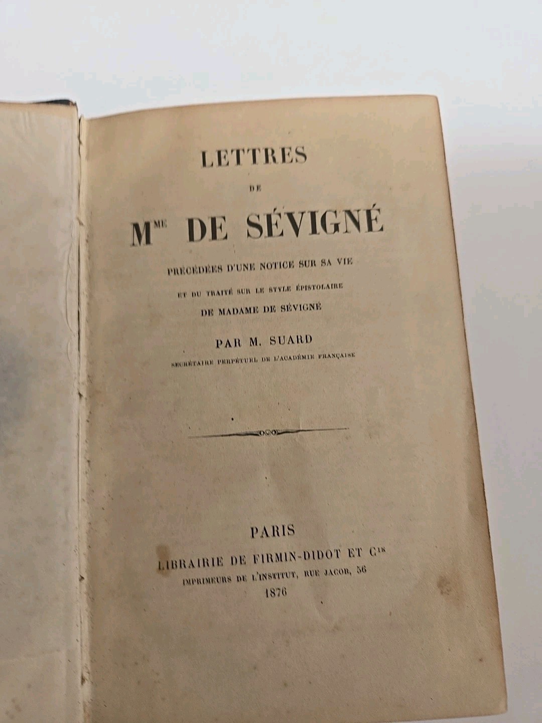 1876 Paris Lettres de Madame de Sevigne, Precedees D'une Notice Sur Sa Vie 