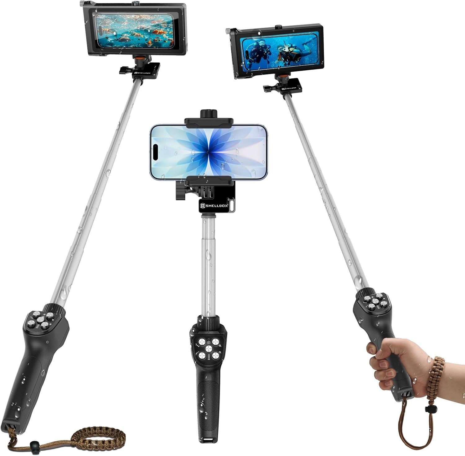 Waterproof Selfie Stick Underwater Phone Case Bluetooth Remote 15m Diving New