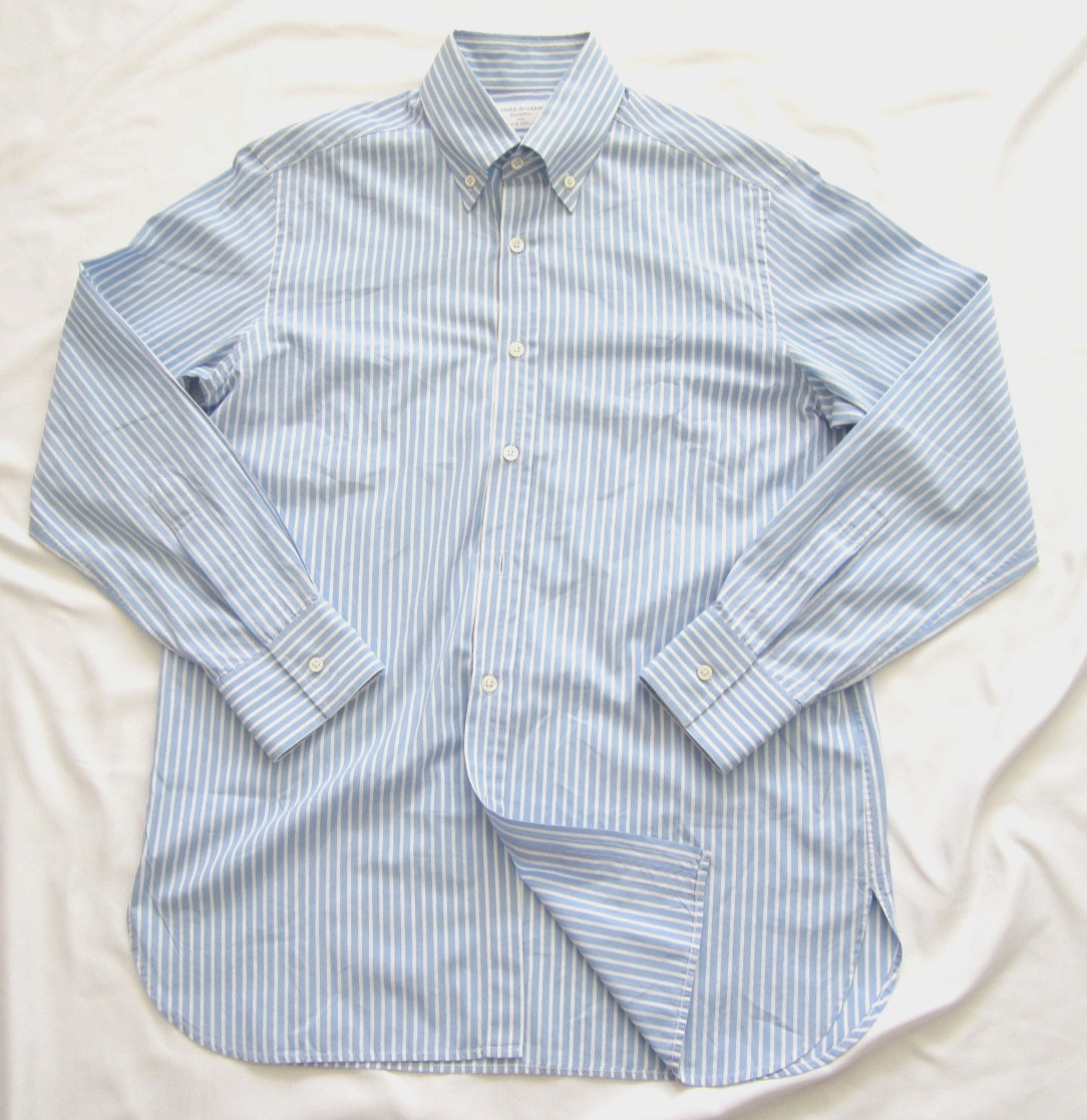 RICHARD ANDERSON Savile Row Shirt Men Sz M 21 P2P Stripe (M467) Made in England