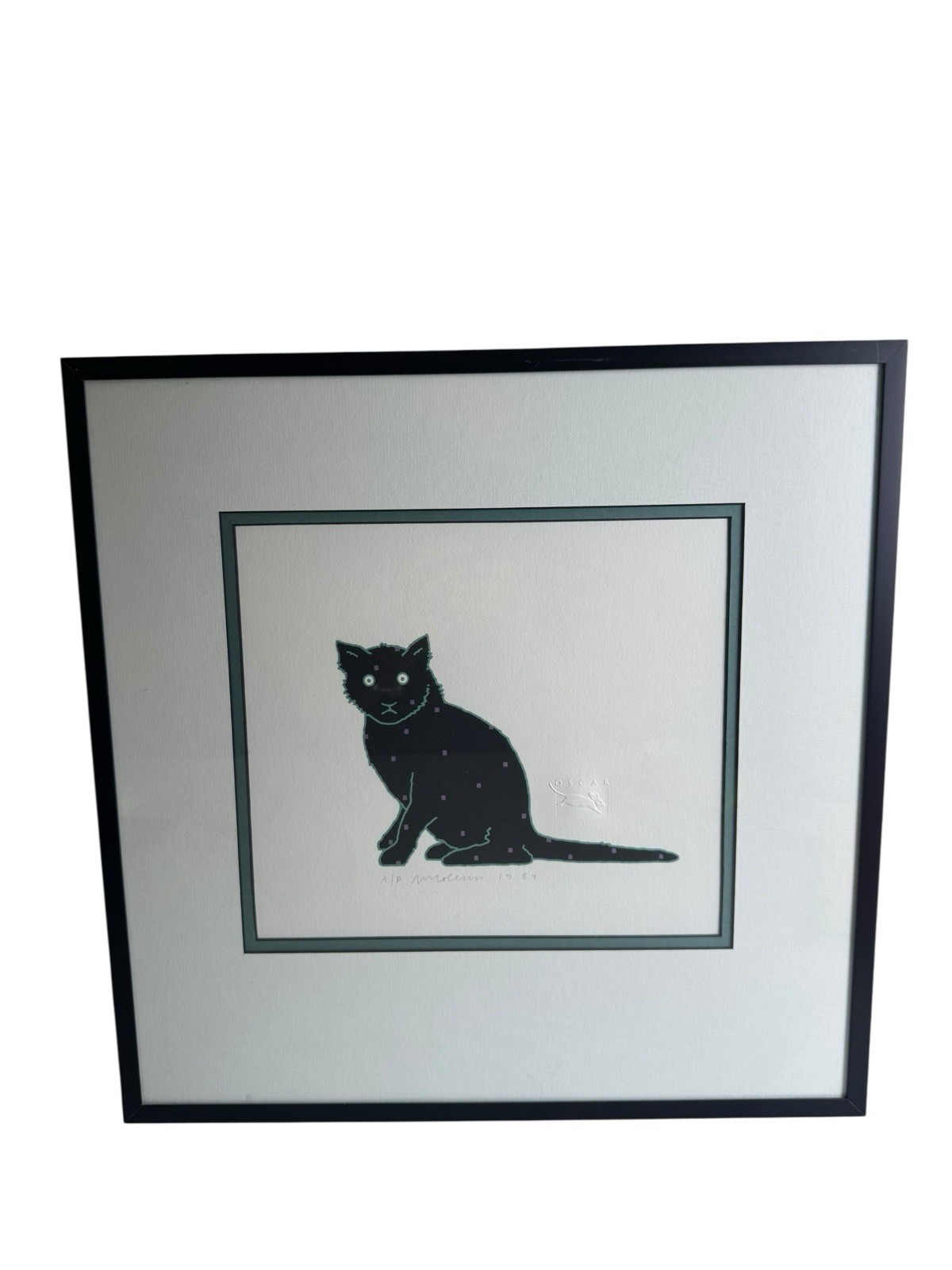 Vintage Sudi McCollum Oscar Cat Silkscreen Hand Pulled Silkscreen Artist Proof Vintage Sudi McCollum Oscar Cat Silkscreen Hand Pulled Silkscreen Artist Proof