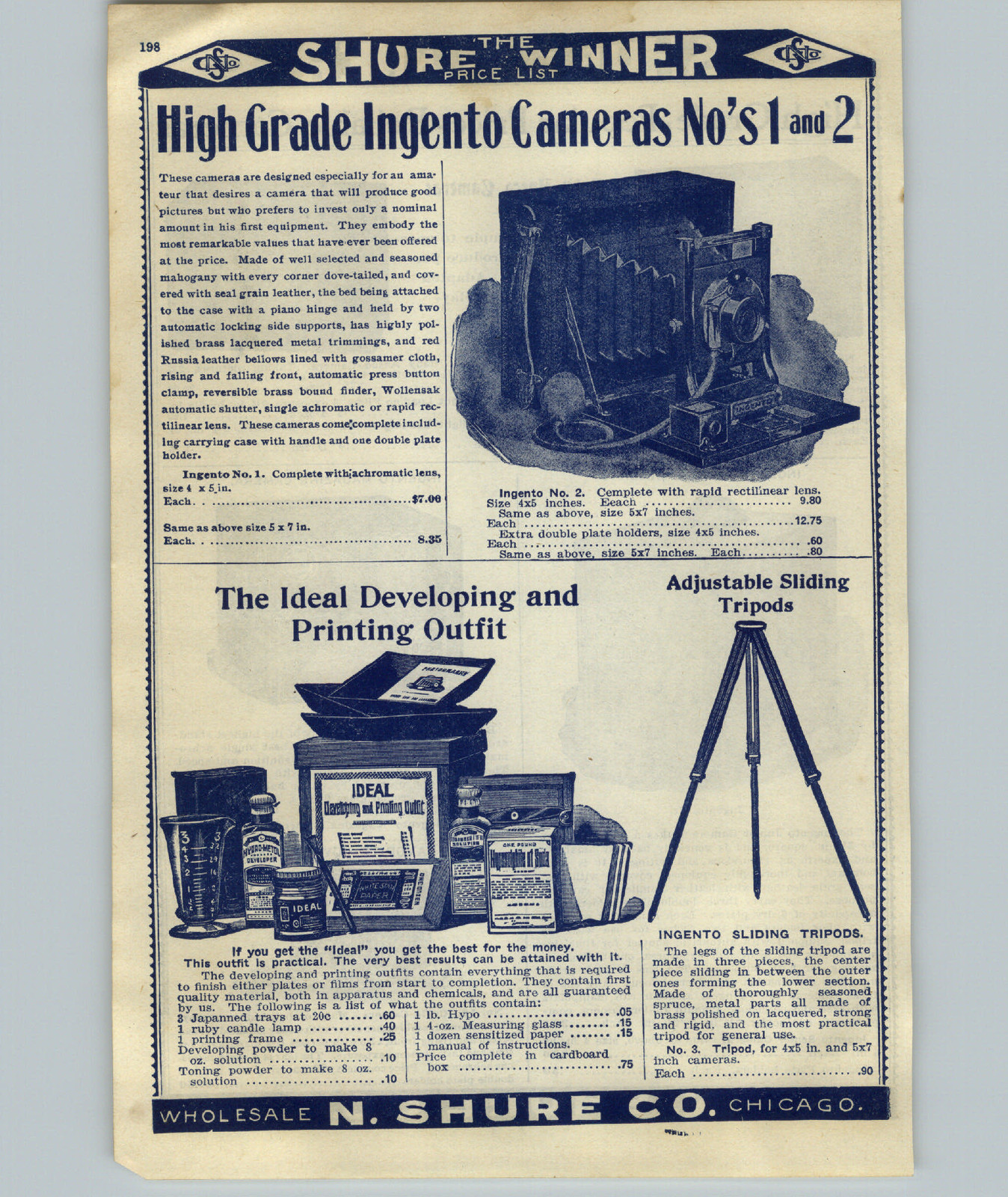 1908 PAPER AD 3 PG Baby Ansco Ingento Jr. Magazine Camera Ideal Developing