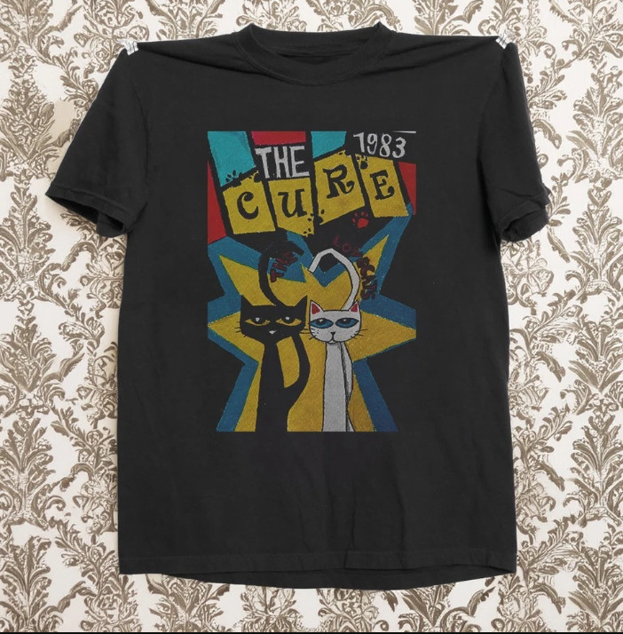 Vtg The Cure Lovecats 1983 Gothic Rock Band T-Shirt Black S-5XL Vtg The Cure Lovecats 1983 Gothic Rock Band T-Shirt Black S-5XL