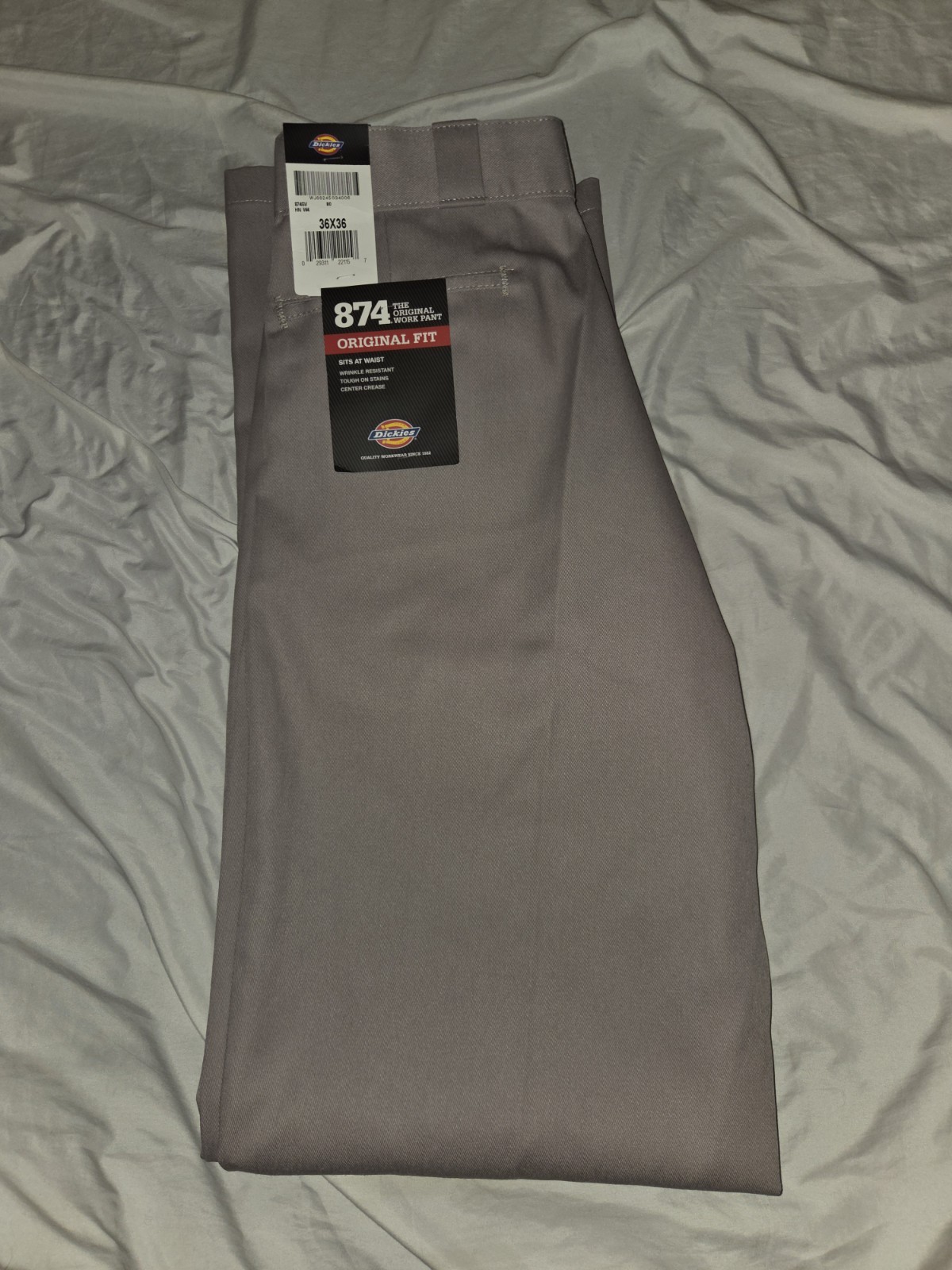 NWT Dickies 874 Original Fit Work Pants Mens 36x36 Silver Grey Straight Skater