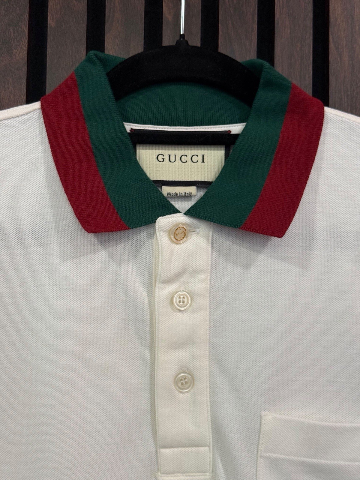 Gucci White Polo Men’s Size Medium Green Red Collar