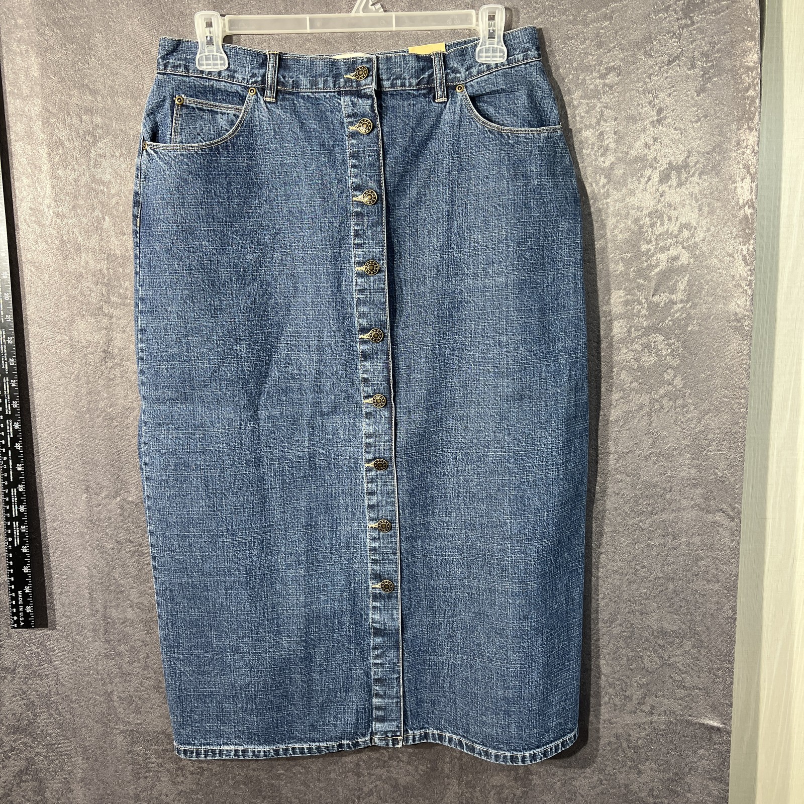 Westport Womens Blue Denim Button Front Maxi Skirt Size 16 100% Cotton NWT 32x34