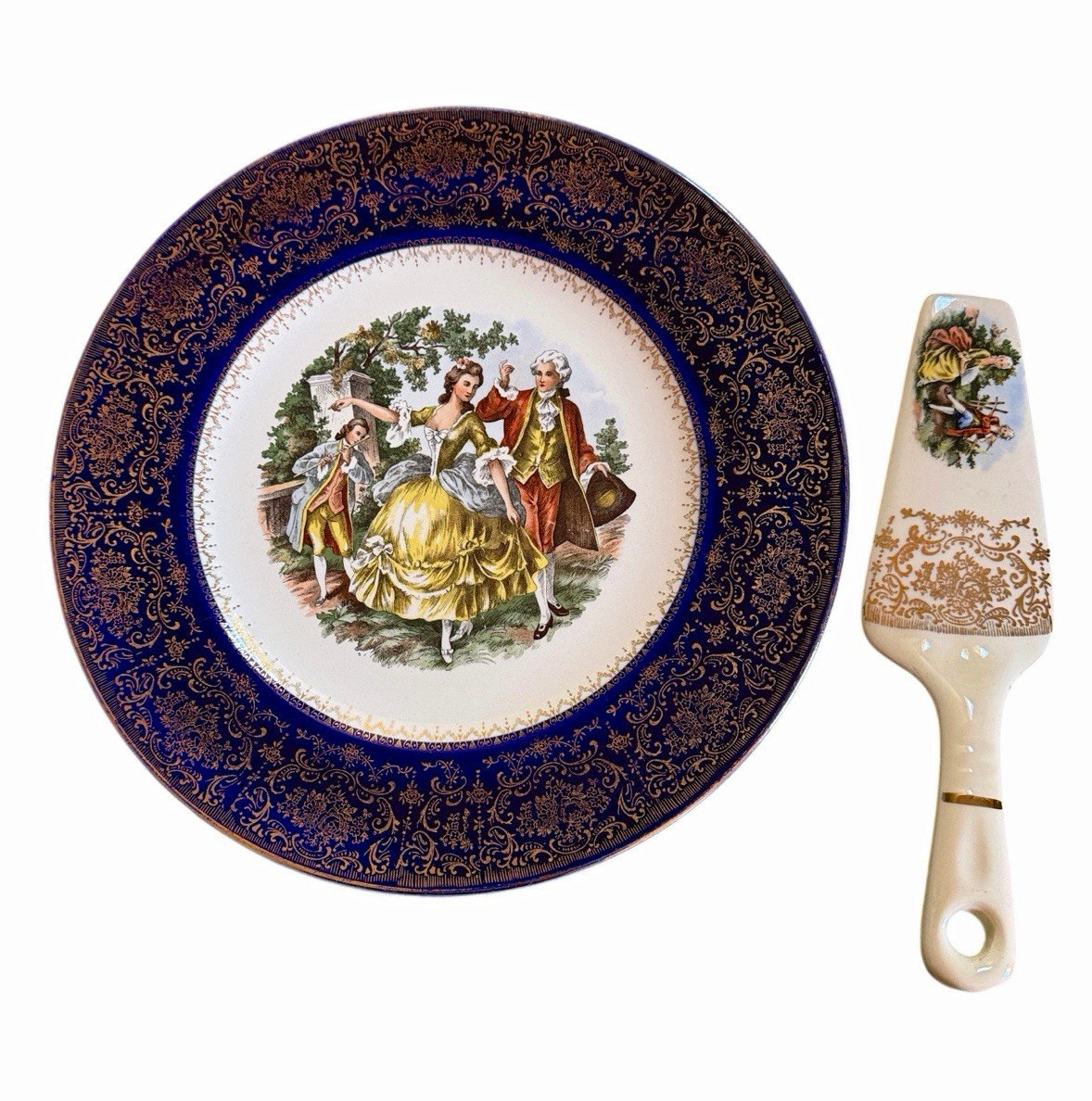 Vtg Imperial Salem China Co ( USA) 24 Karat Plate & Matching Cake/Pie Server Set Vtg Imperial Salem China Co ( USA) 24 Karat Plate & Matching Cake/Pie Server Set