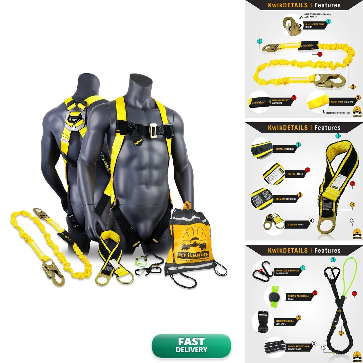 KwikSafety TORNADO Safety Harness ANSI OSHA Fall Arrest Gear KIT