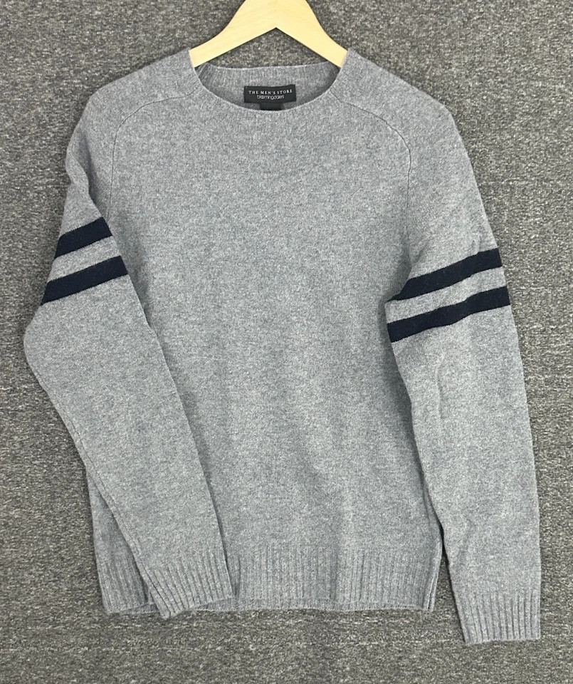 Bloomingdale’s Men’s Store 100% Merino Wool Striped Sleeve Sweater Crewneck Bloomingdale’s Men’s Store 100% Merino Wool Striped Sleeve Sweater Crewneck