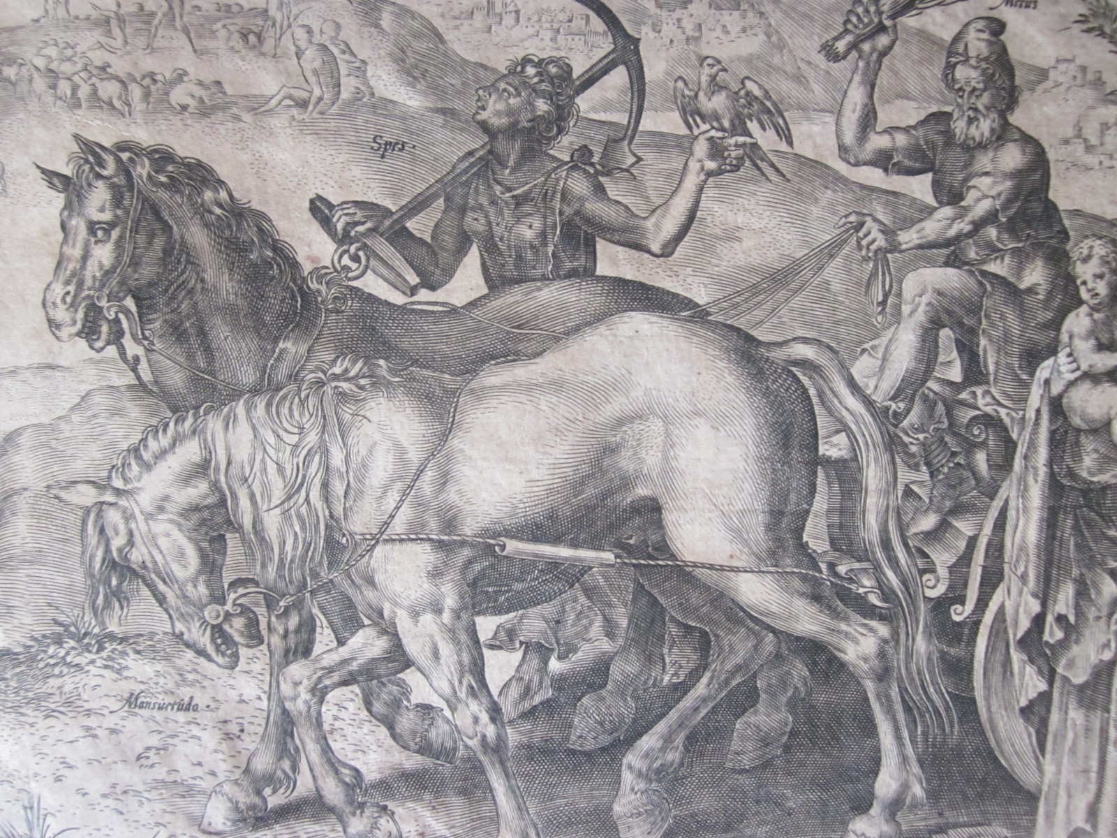 Cornelis Cort, The Triumph of Humility, Renaissance Old Master Engraving c.1564 Cornelis Cort, The Triumph of Humility, Renaissance Old Master Engraving c.1564