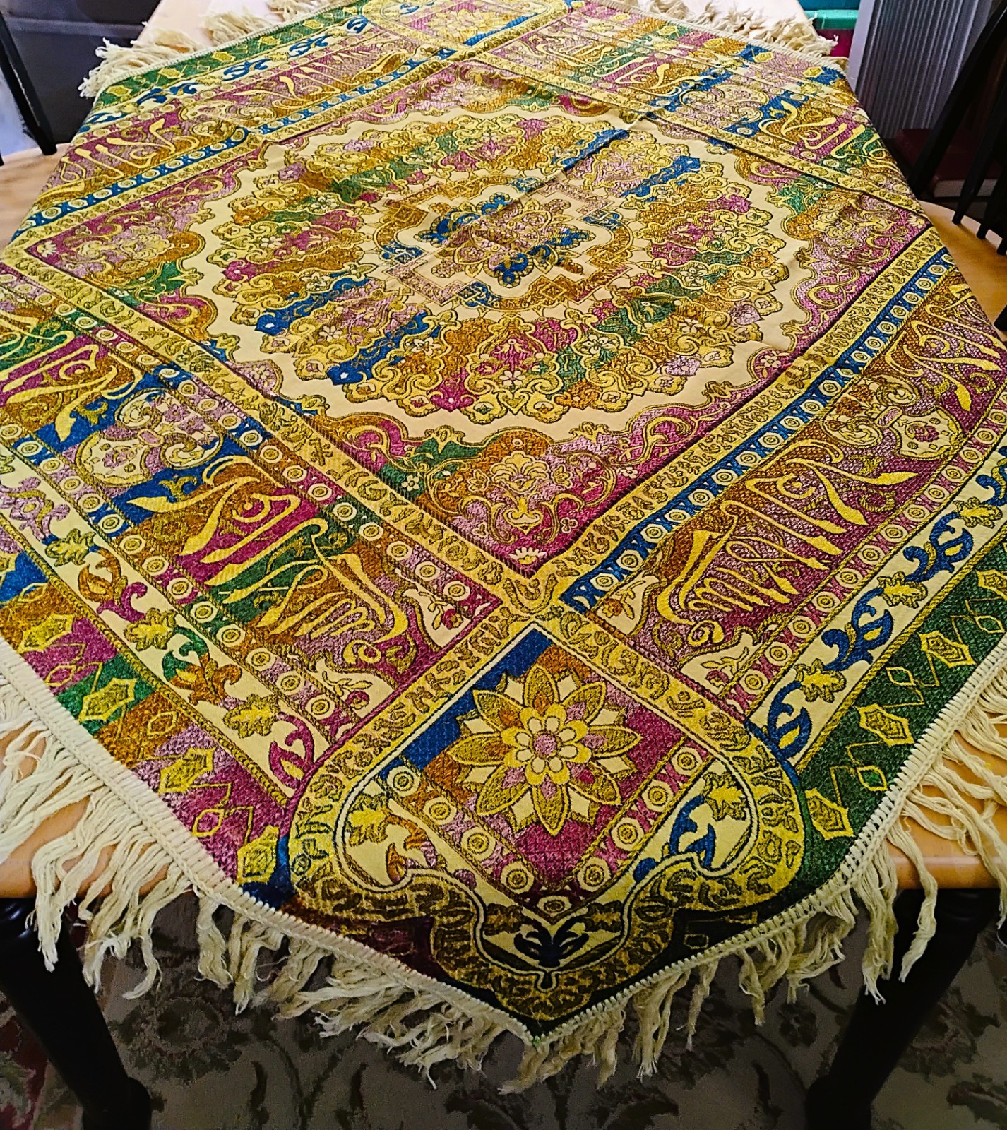 Vintage Spanish Moorish Tablecloth Arabic Throw Tapestry Wall Hanging 46\
