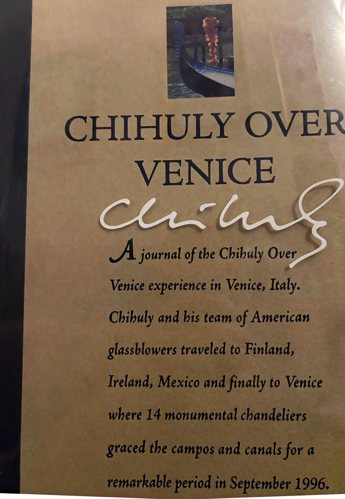 Dale Chihuly Chihuly Over Venice Illustrated Hardcover Art Catalogue 1996 Dale Chihuly Chihuly Over Venice Illustrated Hardcover Art Catalogue 1996