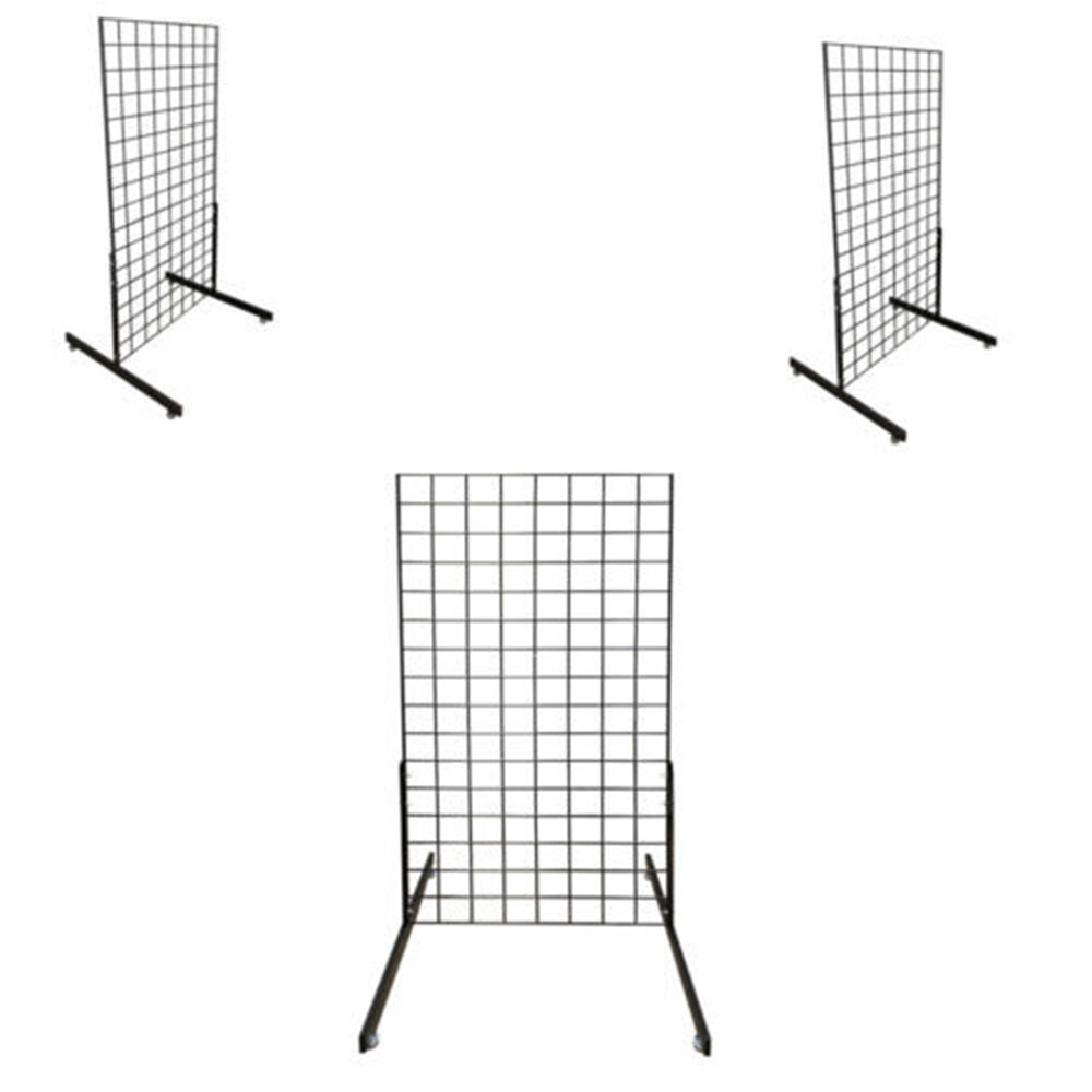 3 Pc GLOSS BLACK Gridwall panels 2\' x 4\' T-Leg Stands Display Hanging Fixture 3 Pc GLOSS BLACK Gridwall panels 2\' x 4\' T-Leg Stands Display Hanging Fixture