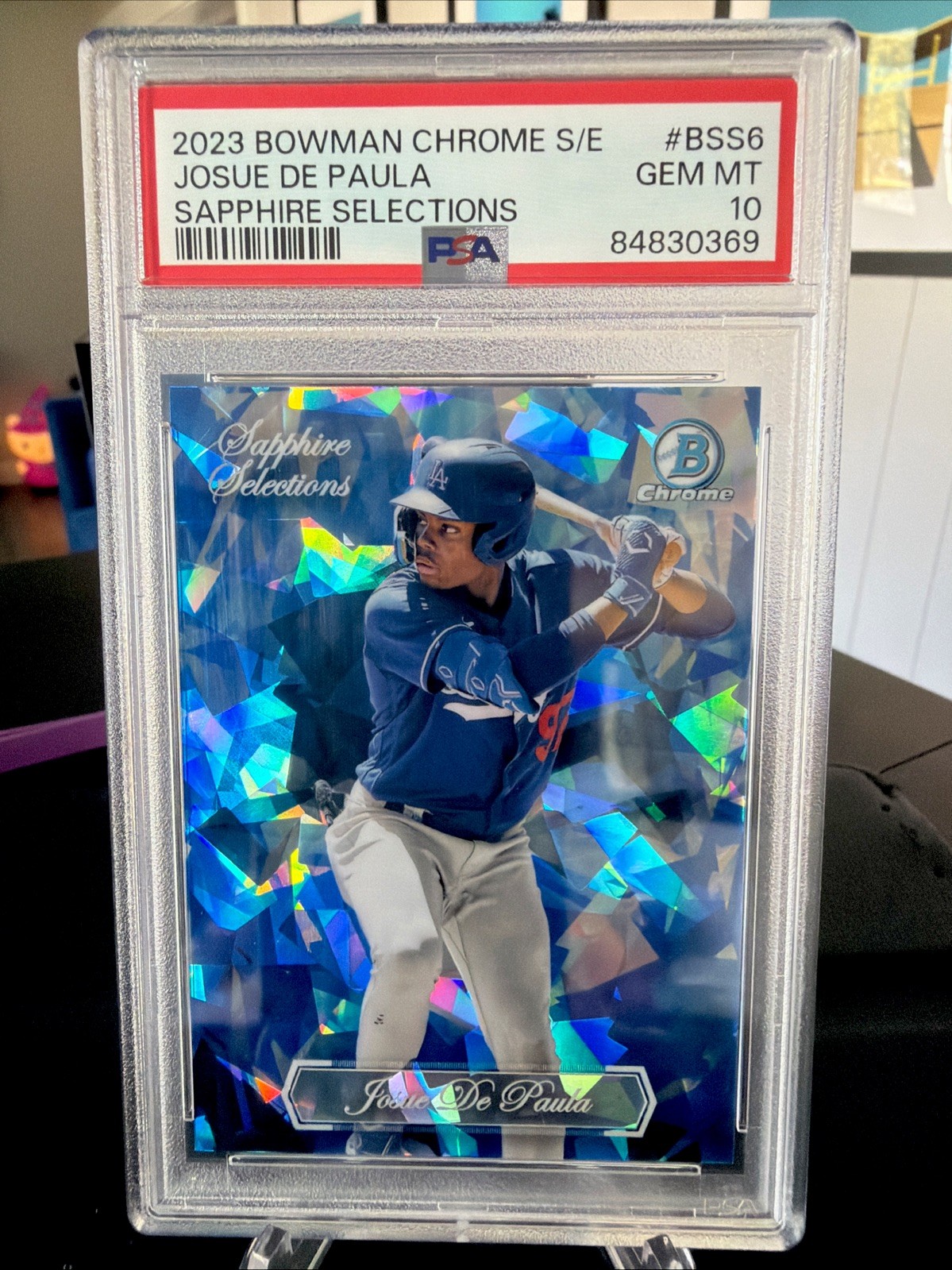 2023 Bowman Chrome S/E Josue De Paula Sapphire Selections SP#BSS6 LAD - PSA 10 2023 Bowman Chrome S/E Josue De Paula Sapphire Selections SP#BSS6 LAD - PSA 10