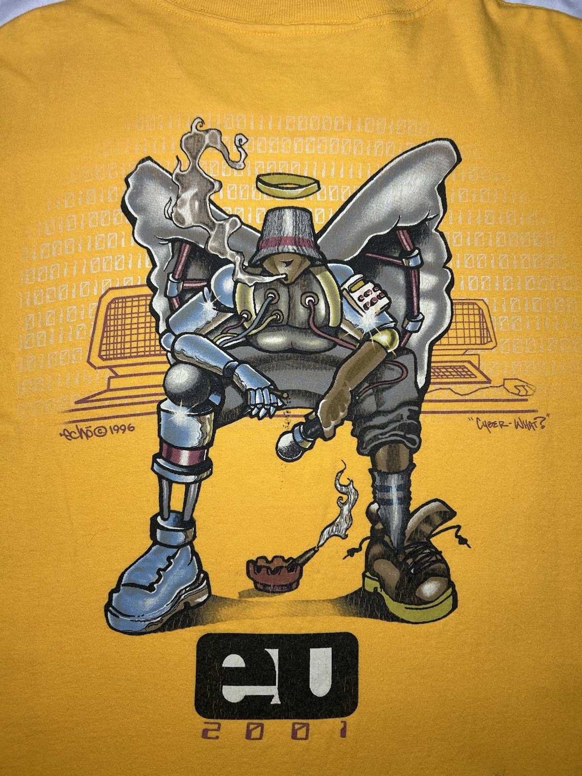 VTG Y2K Echo Unltd Yellow Cyber Thug/Punk Made In USA Mens 2XL