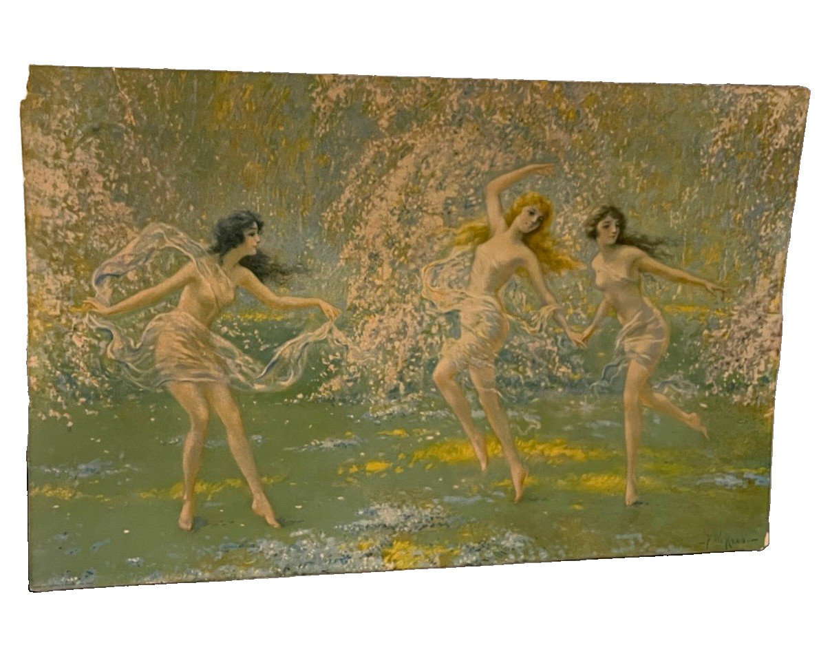 Vintage Dancing Nymphs Art Print F.W. Read 1920s 22x14
