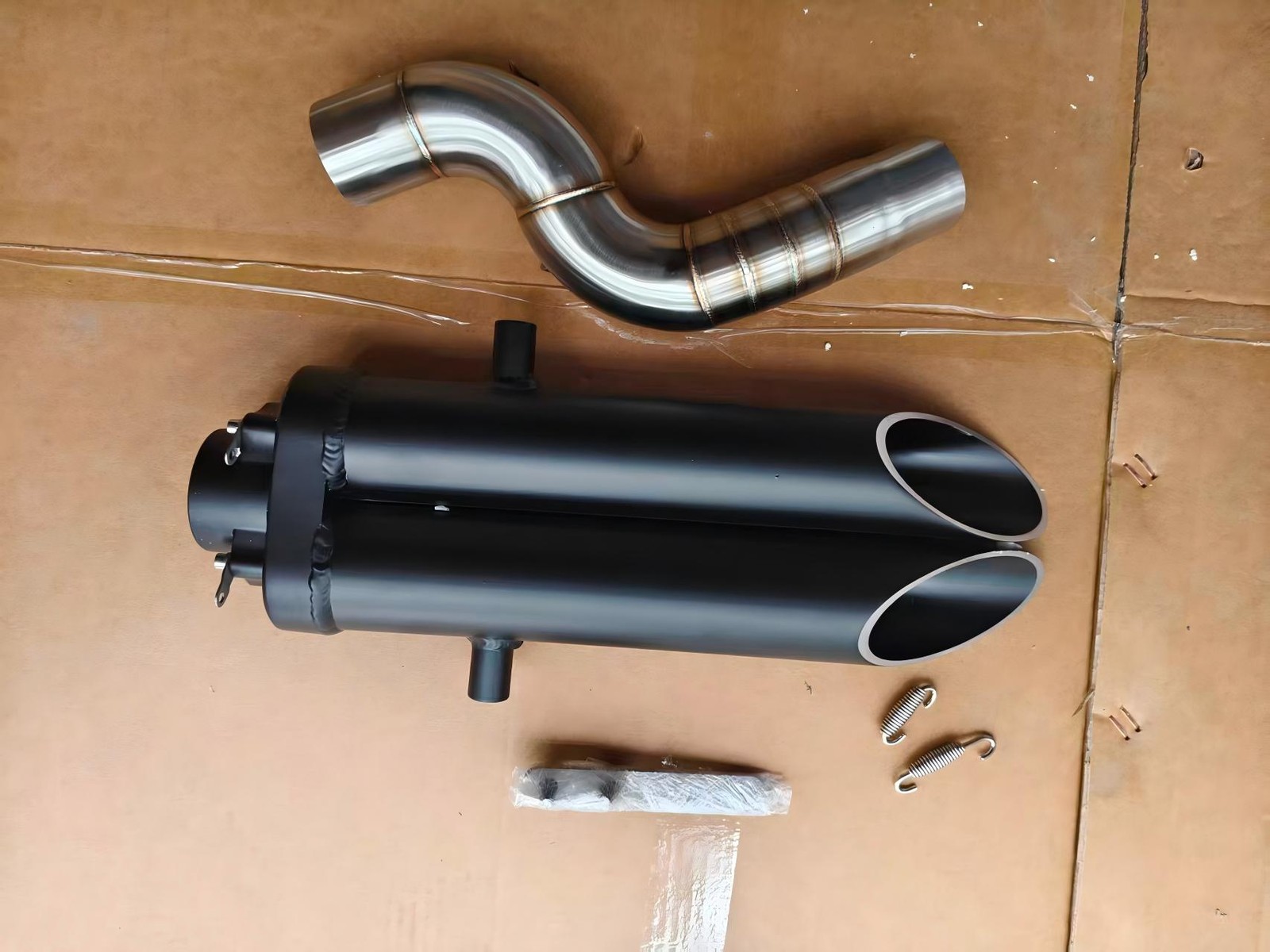 For Kawasaki Ninja ZX6R ZX636 2003-2008 Black Muffler Exhaust Link Pipe Slip on