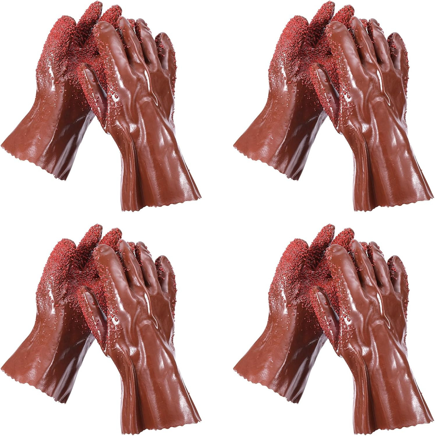 4 Pairs Sewer Gloves, Anti-Slip PVC Plumbing Gloves Abrasion Resistant