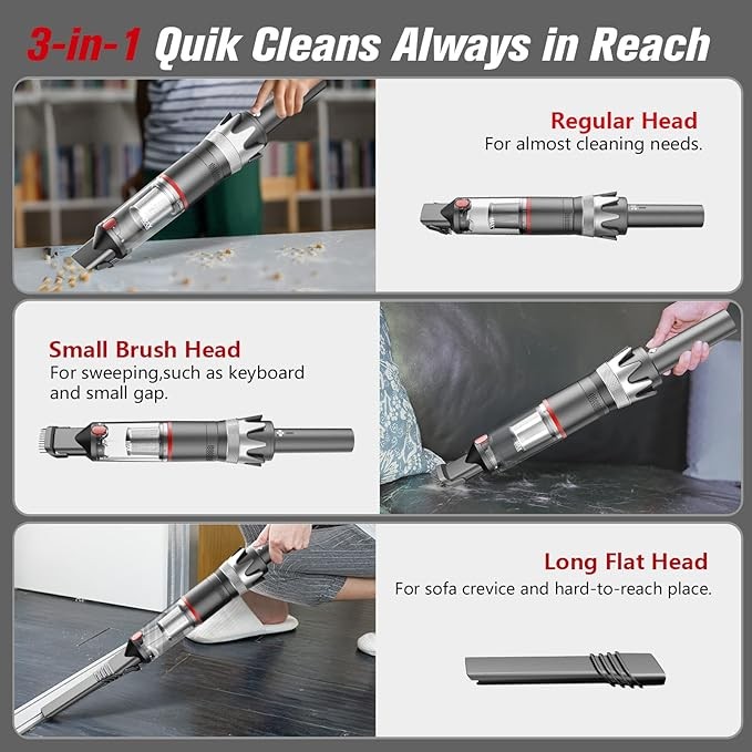 BSRCO Handheld Vacuum Cordless, 8K Pa Powerful Portable Vacuum for Car, -  RED