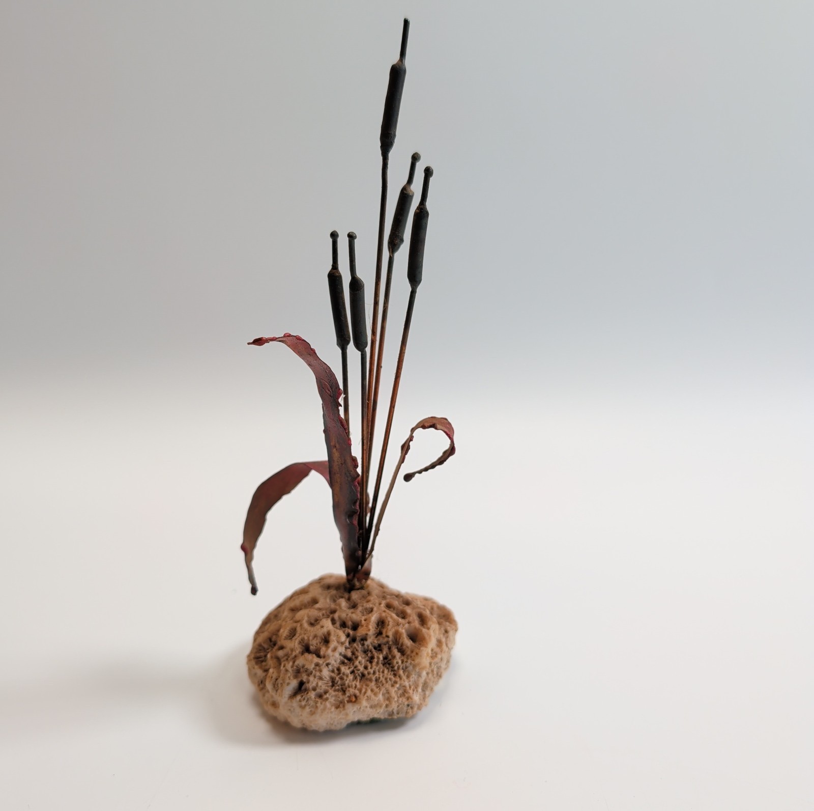 Vintage Don Shryock Brutalist Copper Cattail Sculpture MCM Cincinnati 8\