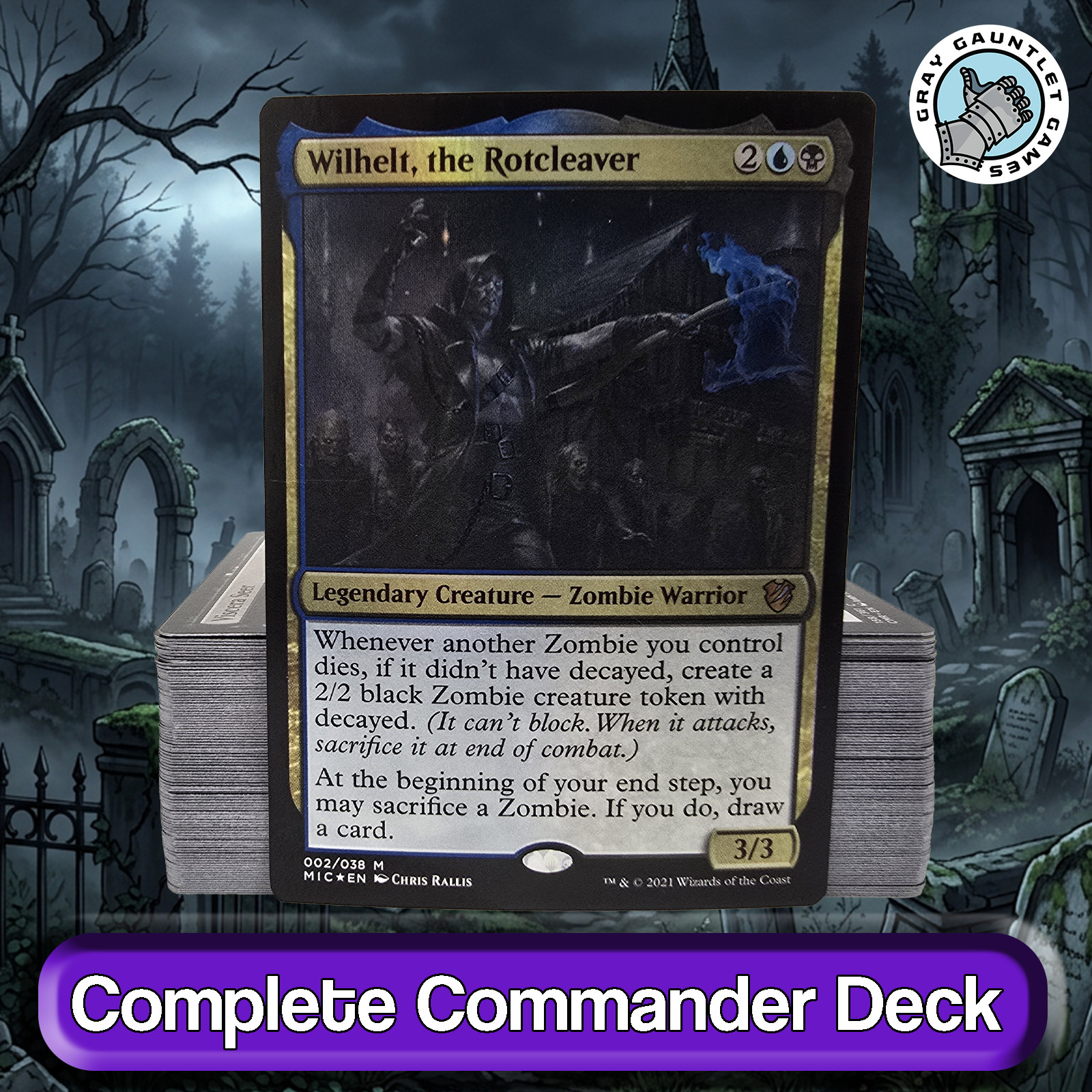 Wilhelt, the Rotcleaver COMMANDER DECK Zombie Typal Tokens MTG Custom Edh Magic