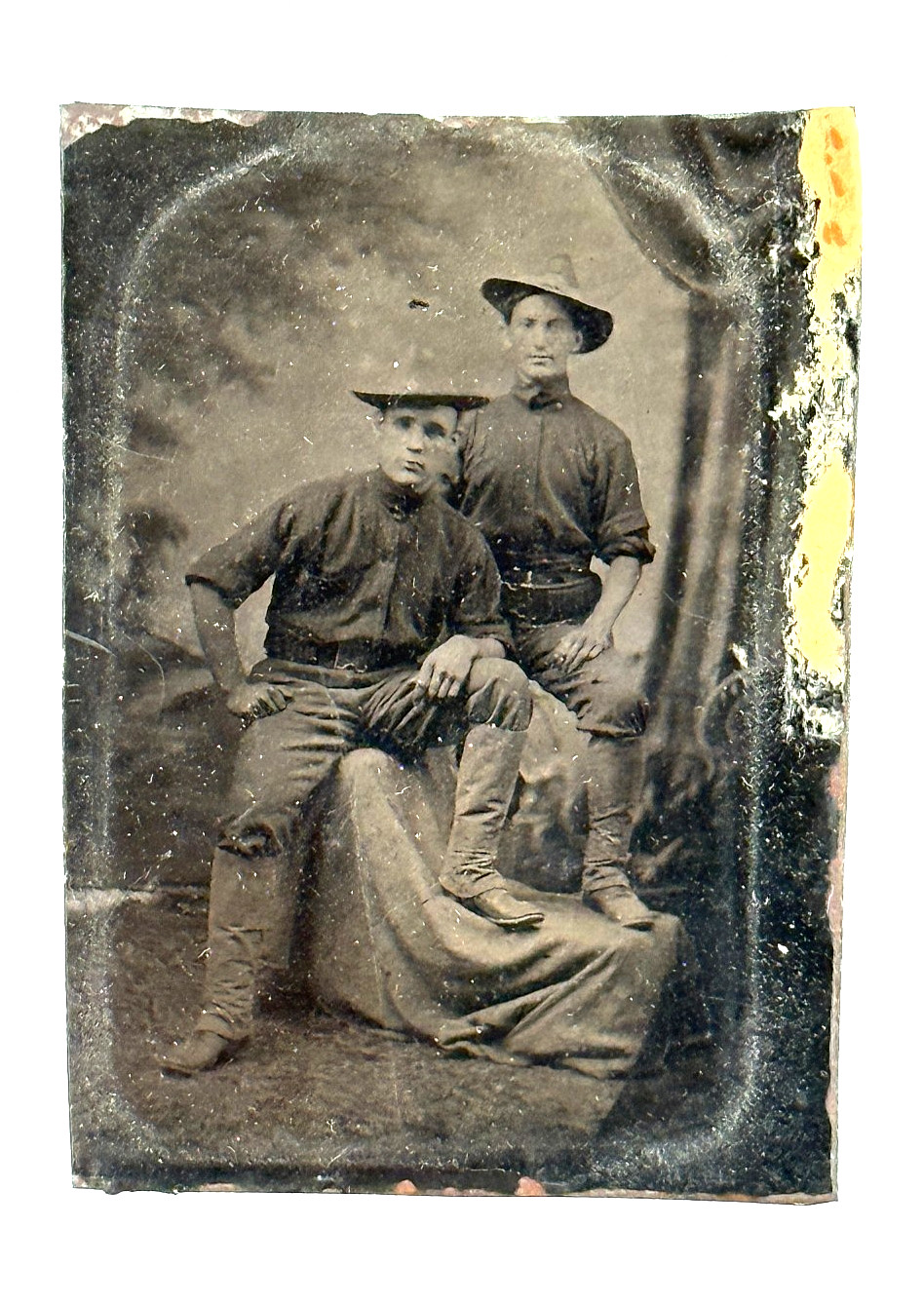 Antique 1/6th Plate Tintype Photo Spanish American Civil War Soldiers PAIR Antique 1/6th Plate Tintype Photo Spanish American Civil War Soldiers PAIR