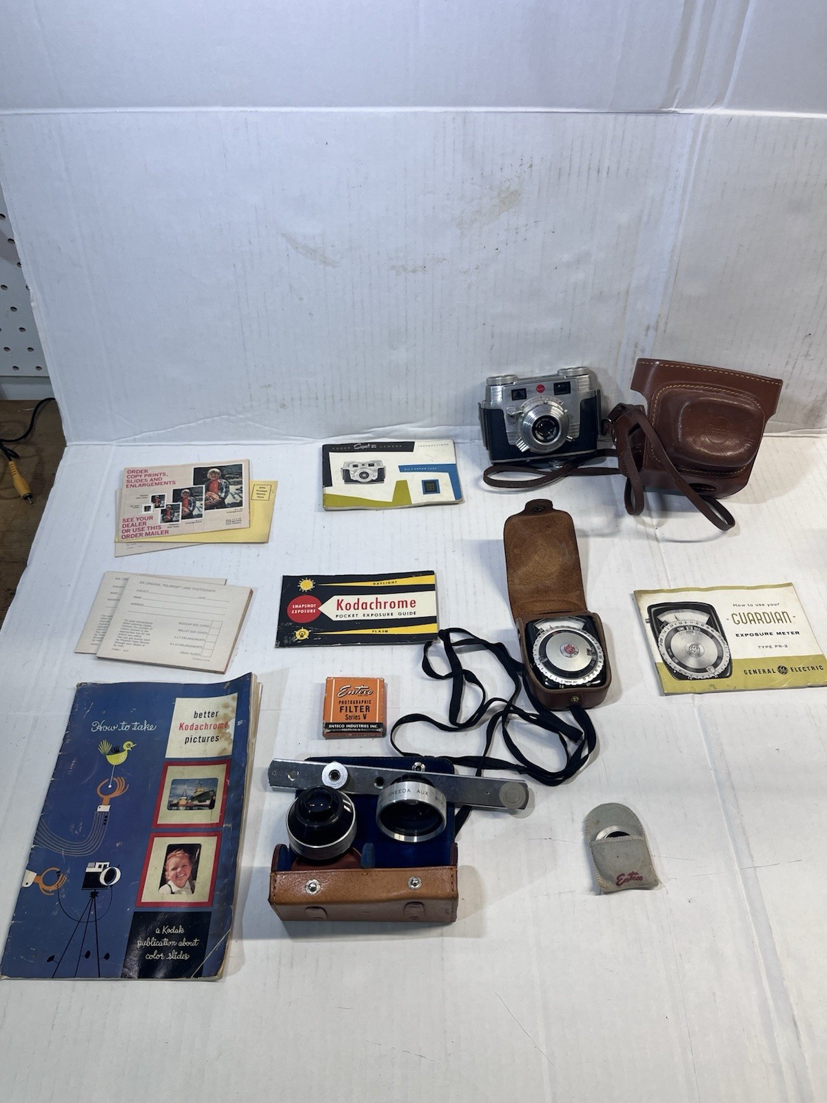 Vintage Kodak Signet 35 Rangefinder Camera Ektar 44mm f/3.5 Case Accessories Lot
