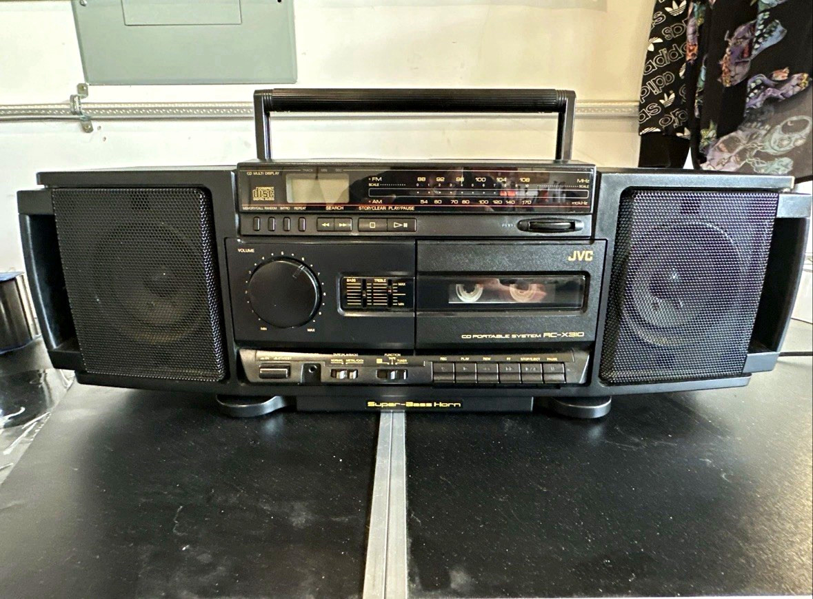 JVC RC-X310 Super Bass Portable Boombox AM/FM Radio Cassette & CD Player Black