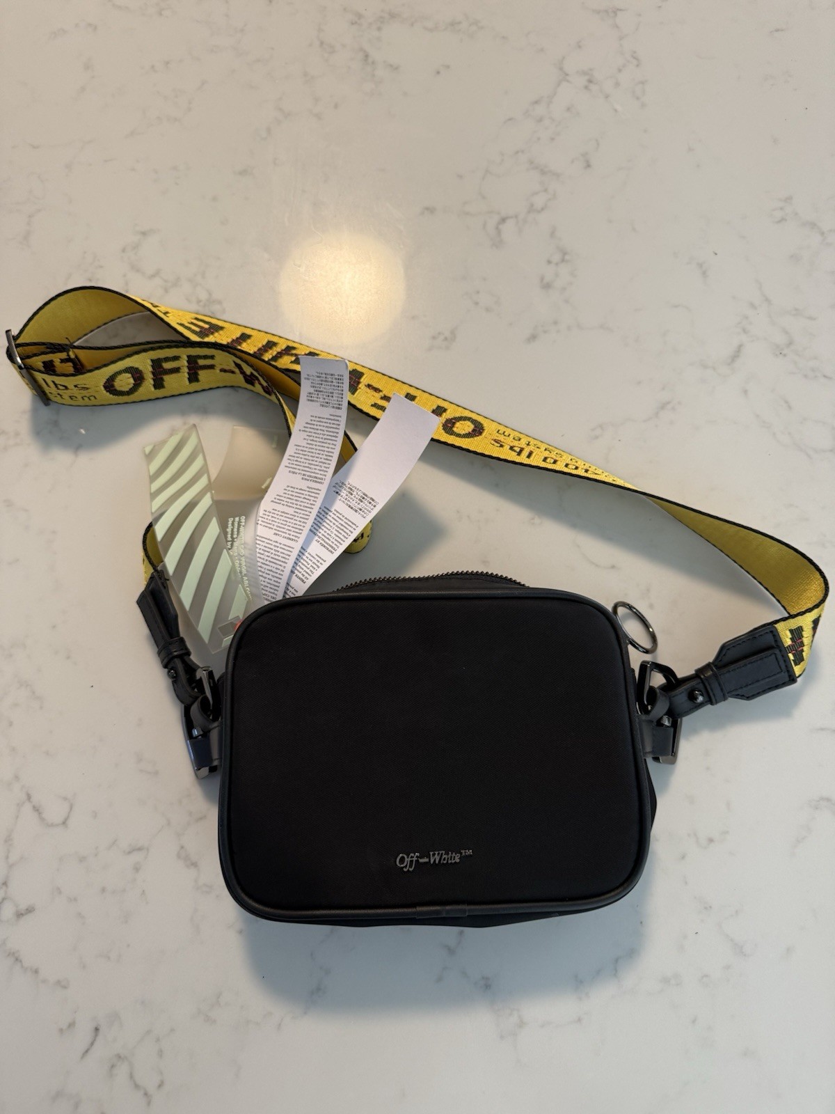 OFF-WHITE VIRGIL ABLOH INDUSTRIAL CAMERA BAG BLACK YELLOW CROSSBODY