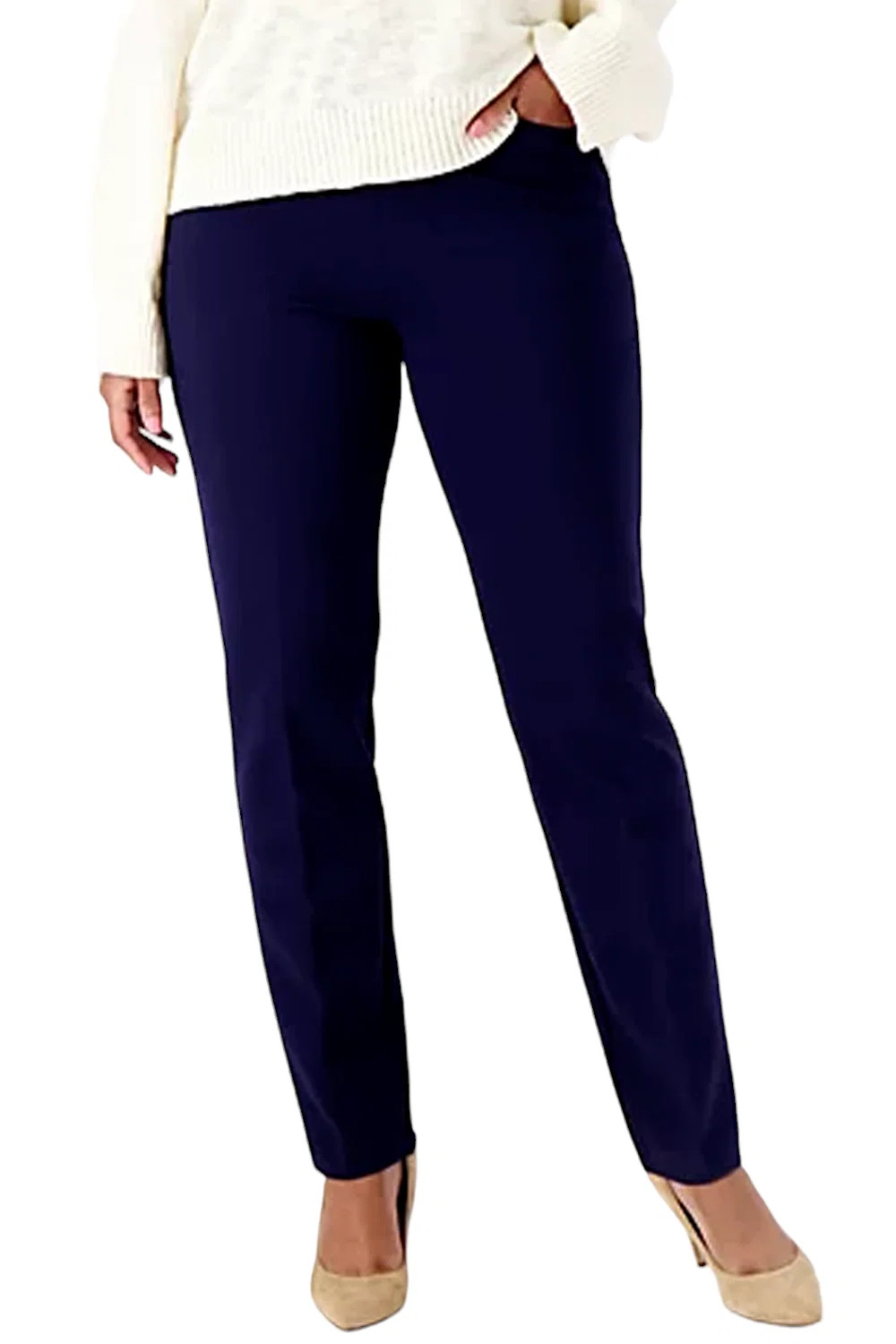 Susan Graver Women's Smart Ponte Knit Slim Leg Pant Navy Susan Graver Women's Smart Ponte Knit Slim Leg Pant Navy