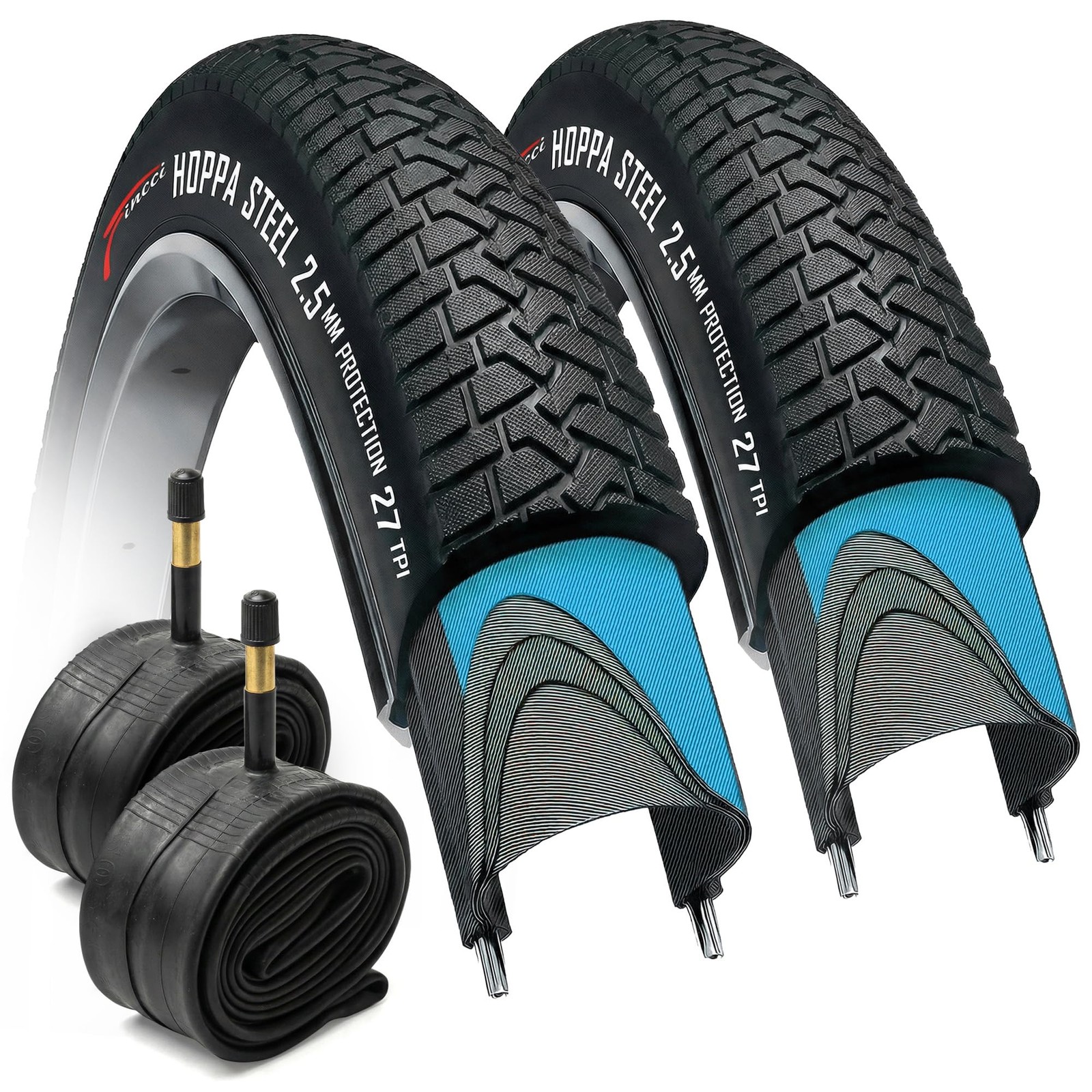 Set 20 X 2.10 BMX Bike Tire & Tubes Schrader - Foldable 54-406, 27 TPI | Steel F