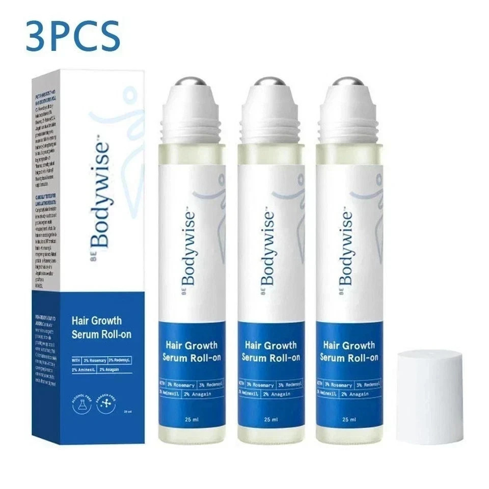 3-Pack Hair Growth Serum – Be Bodywise 3% Rosemary + 3% Redensyl (25ml Roll-On)